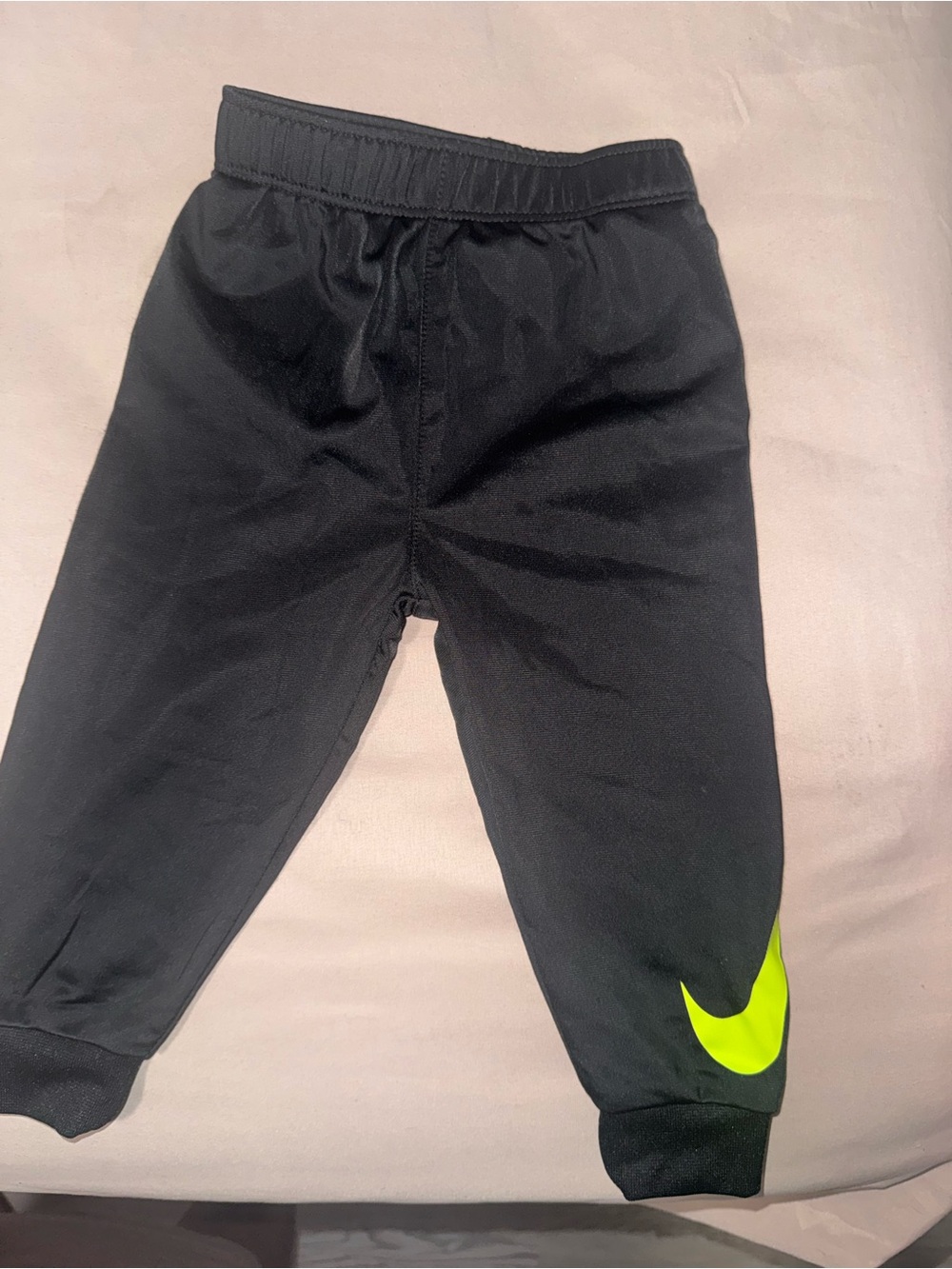 Nike Black Kids Sweatpants with Neon Yellow Swoosh
